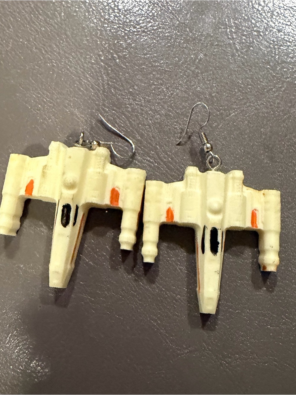 Star Wars Dangle Earrings in Cream with Orange and Black Accents